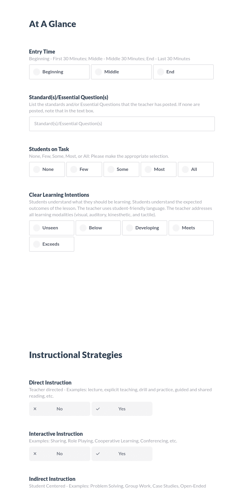 Instructional Observation Tool  Preview