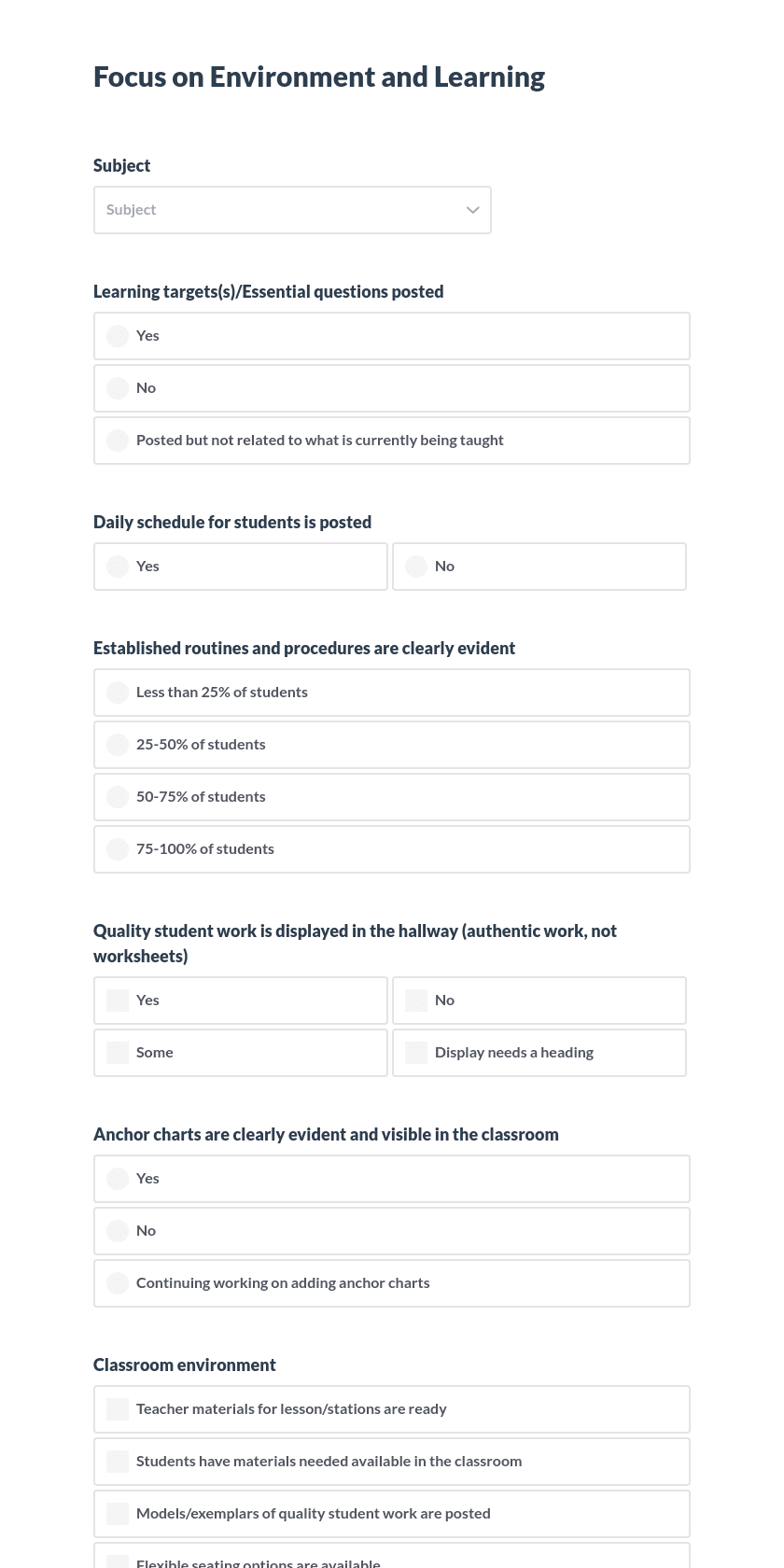 Classroom Walkthru Tool Preview