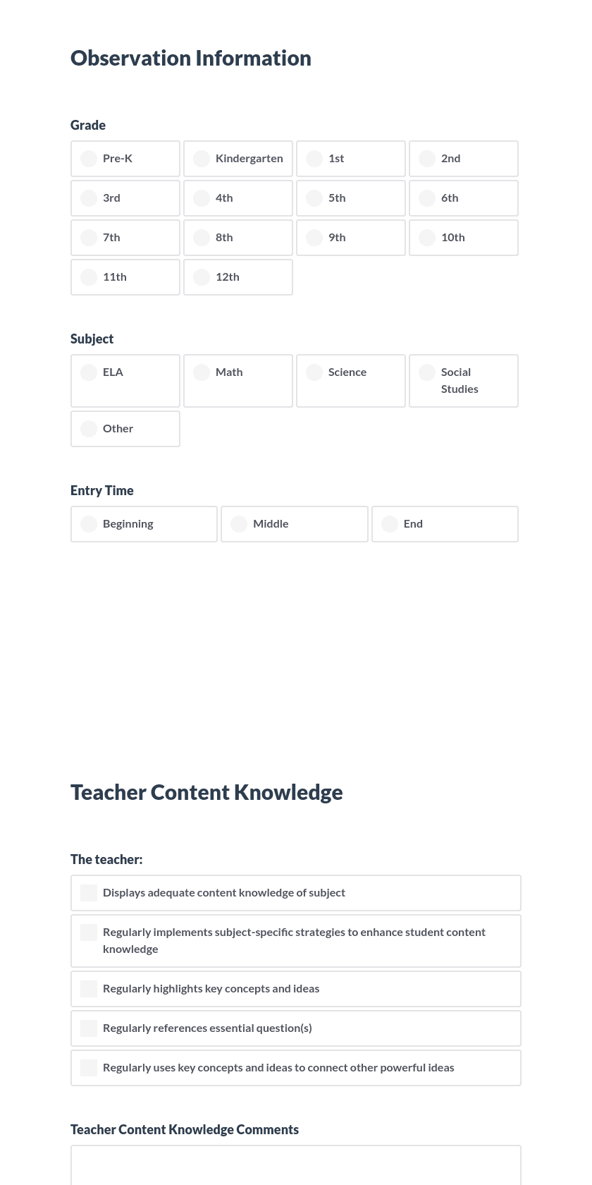 Teacher Content Knowledge Preview