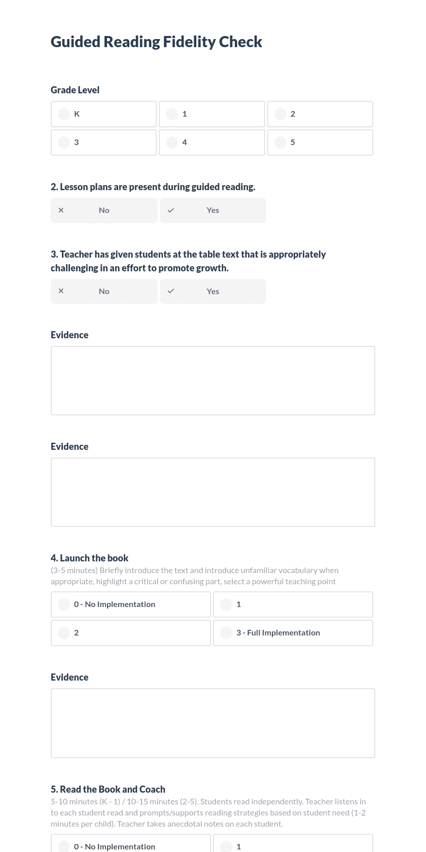 Guided Reading Fidelity Check Preview