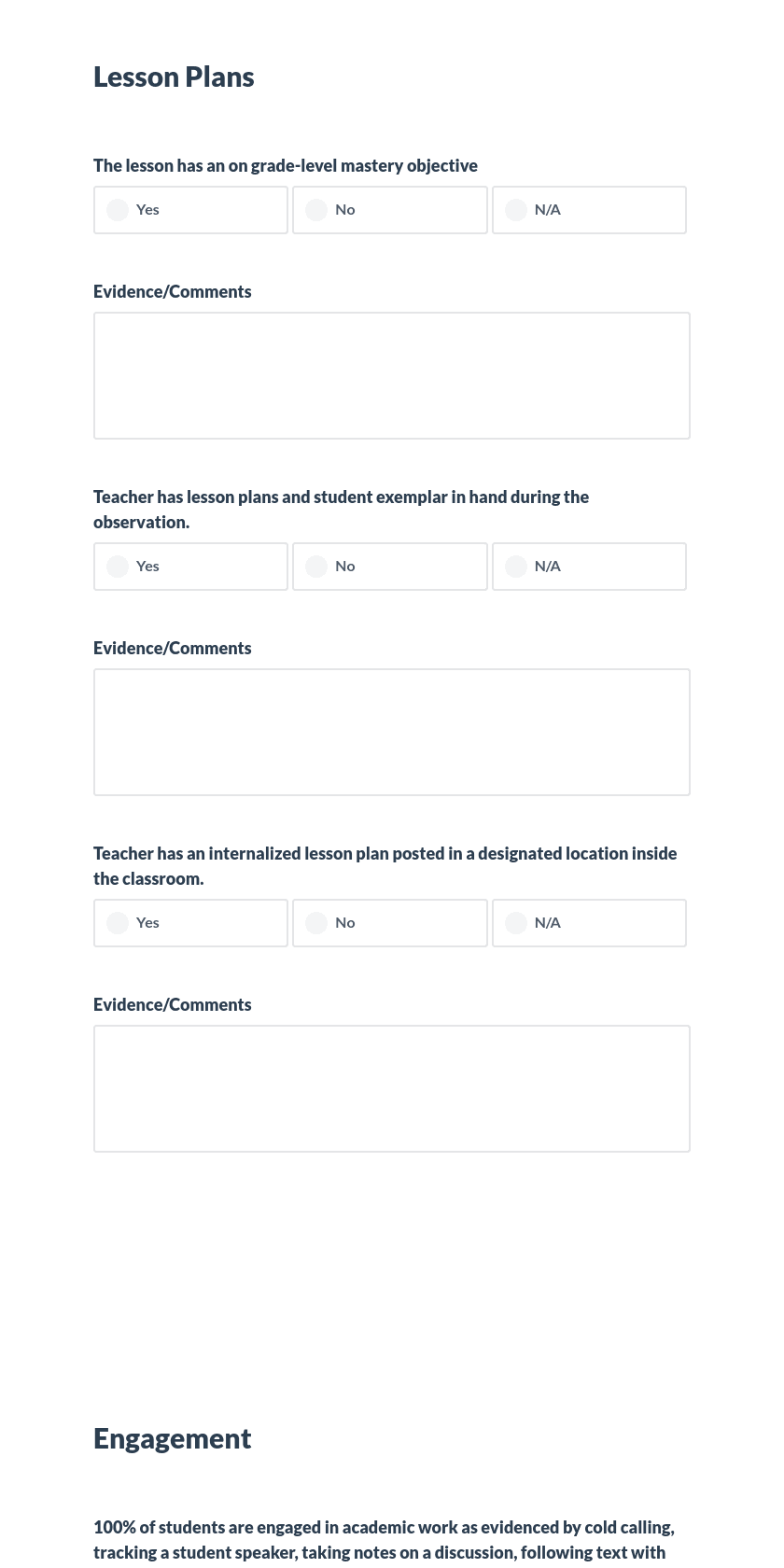 Classroom Walkthrough Rubric Preview