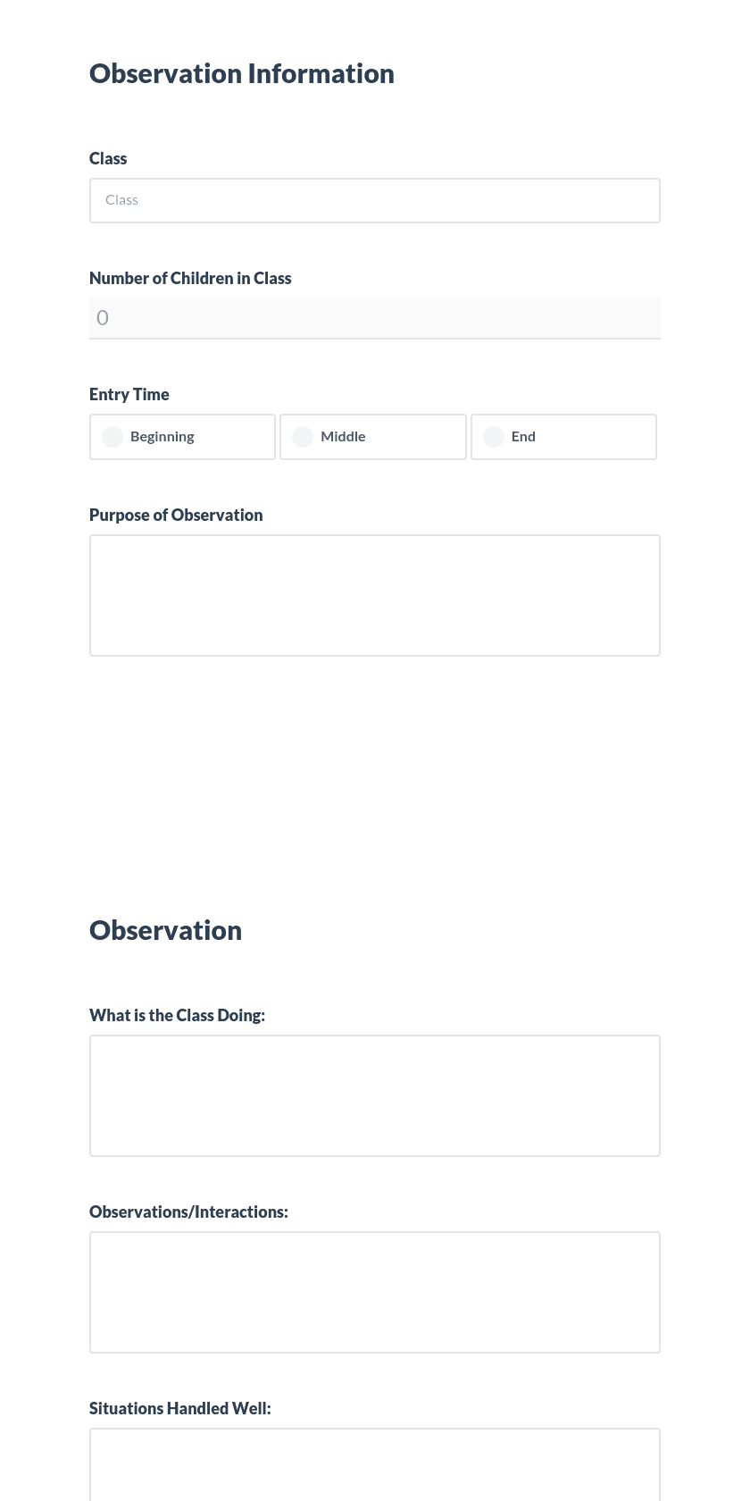 Preschool Observation Form Preview