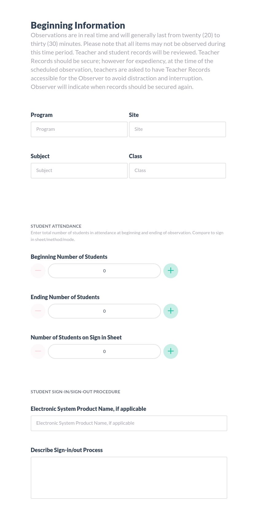 Classroom Observation Checklist Preview