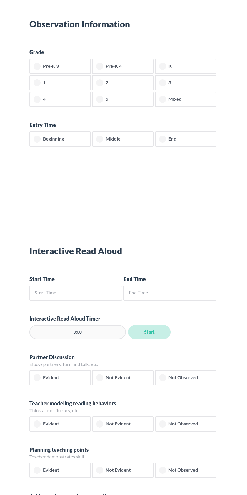 Balanced Literacy Observation Tool Preview