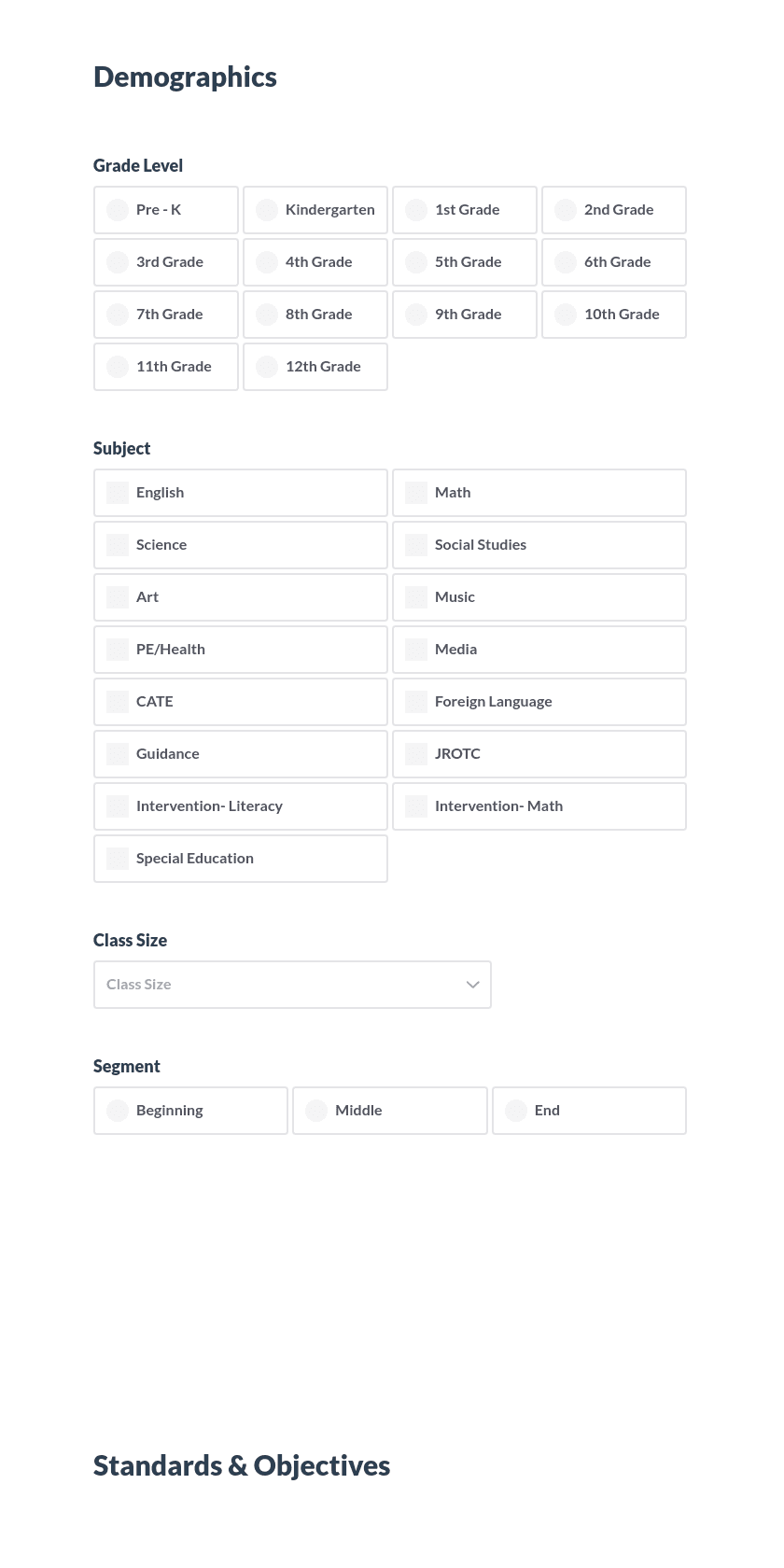 Standards & Objectives Preview