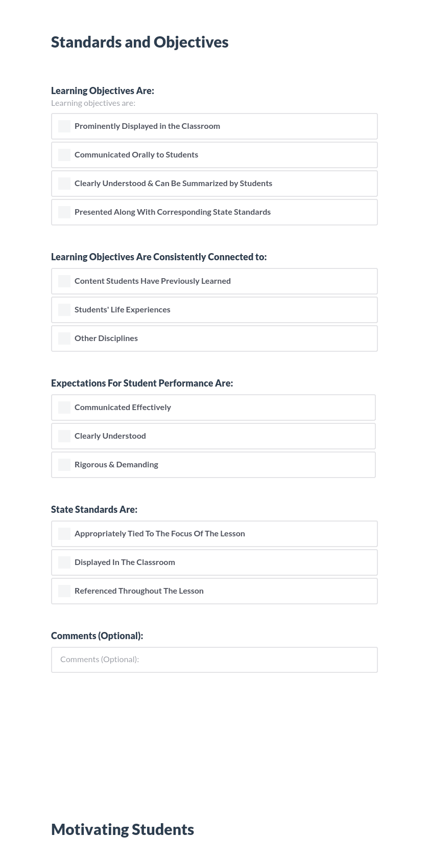 SCTS Peer Observation Template- Standards/Motivating/Pacing/PIC Preview