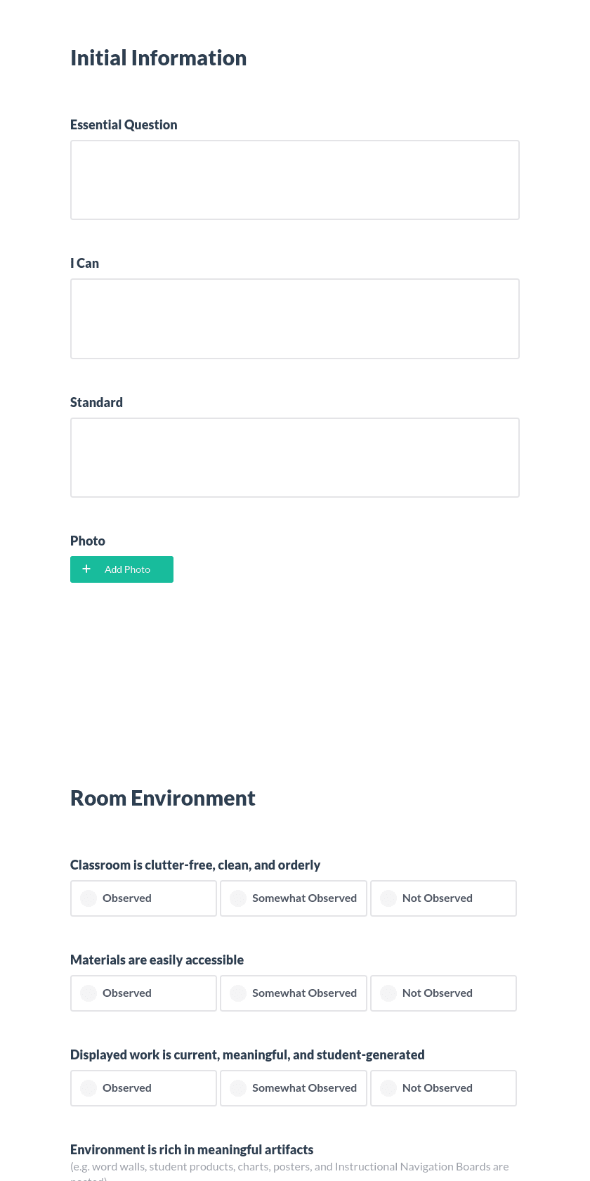 Classroom Observation Instrument Preview