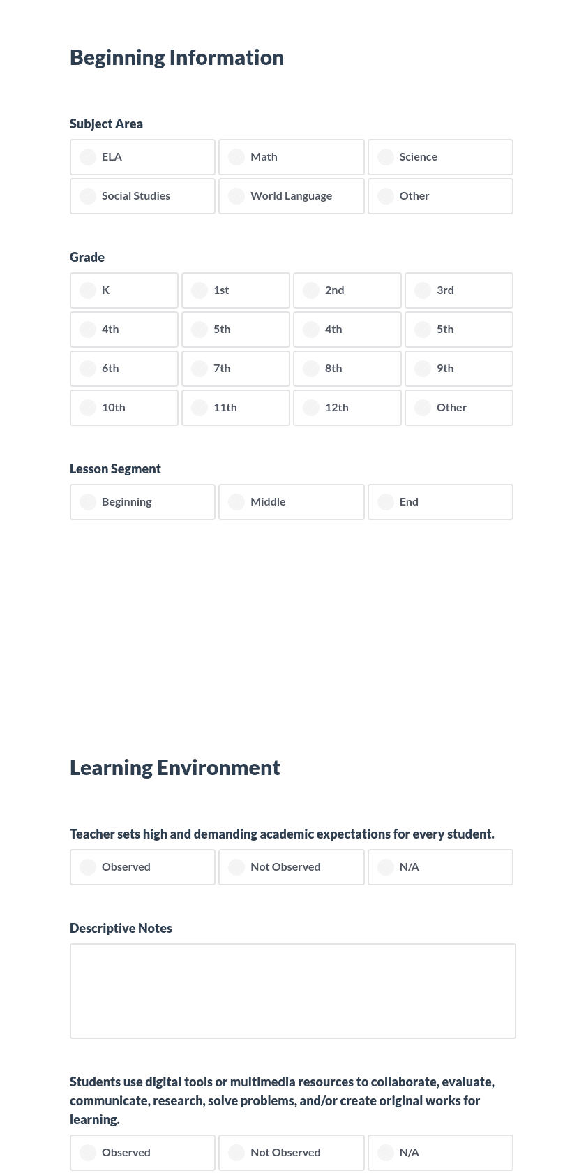 Allendale County Classroom Observation Preview