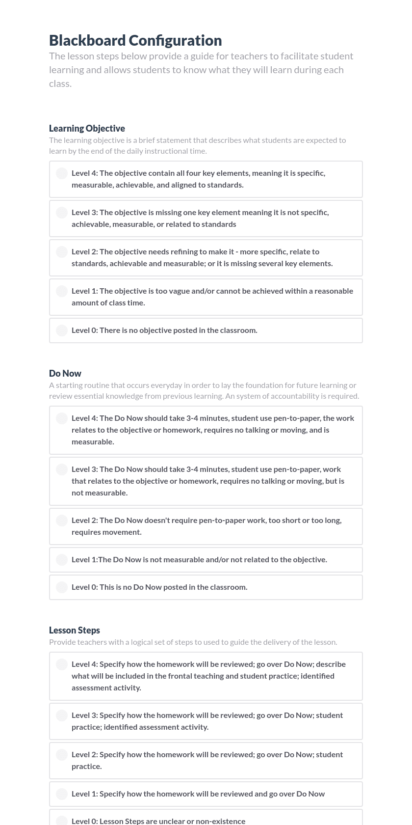 Blackboard Configuration Walk-Through Form Preview