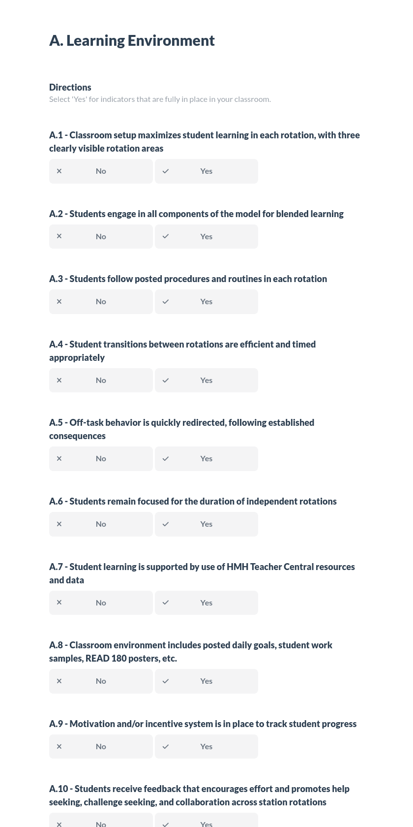 Read 180 Universal Classroom-Driven Implementation Indicators Preview