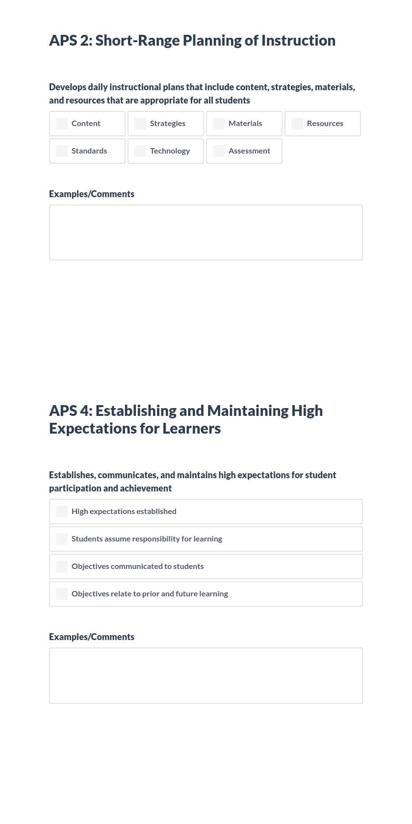 Rock Hill Informal ADEPT Data Collection Form Preview