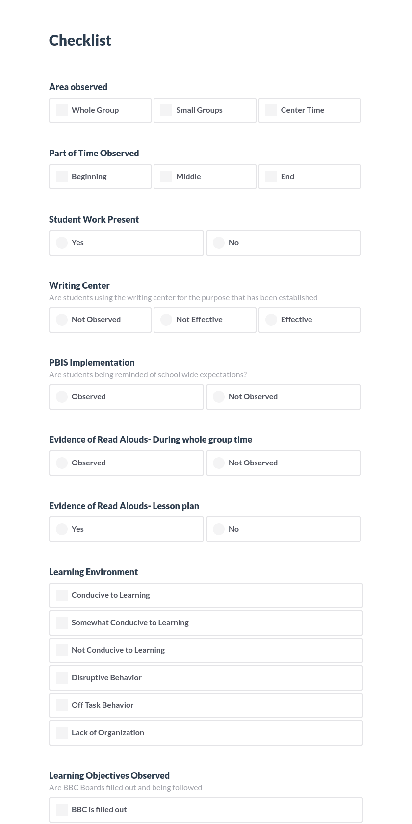 Observation Tool Preview