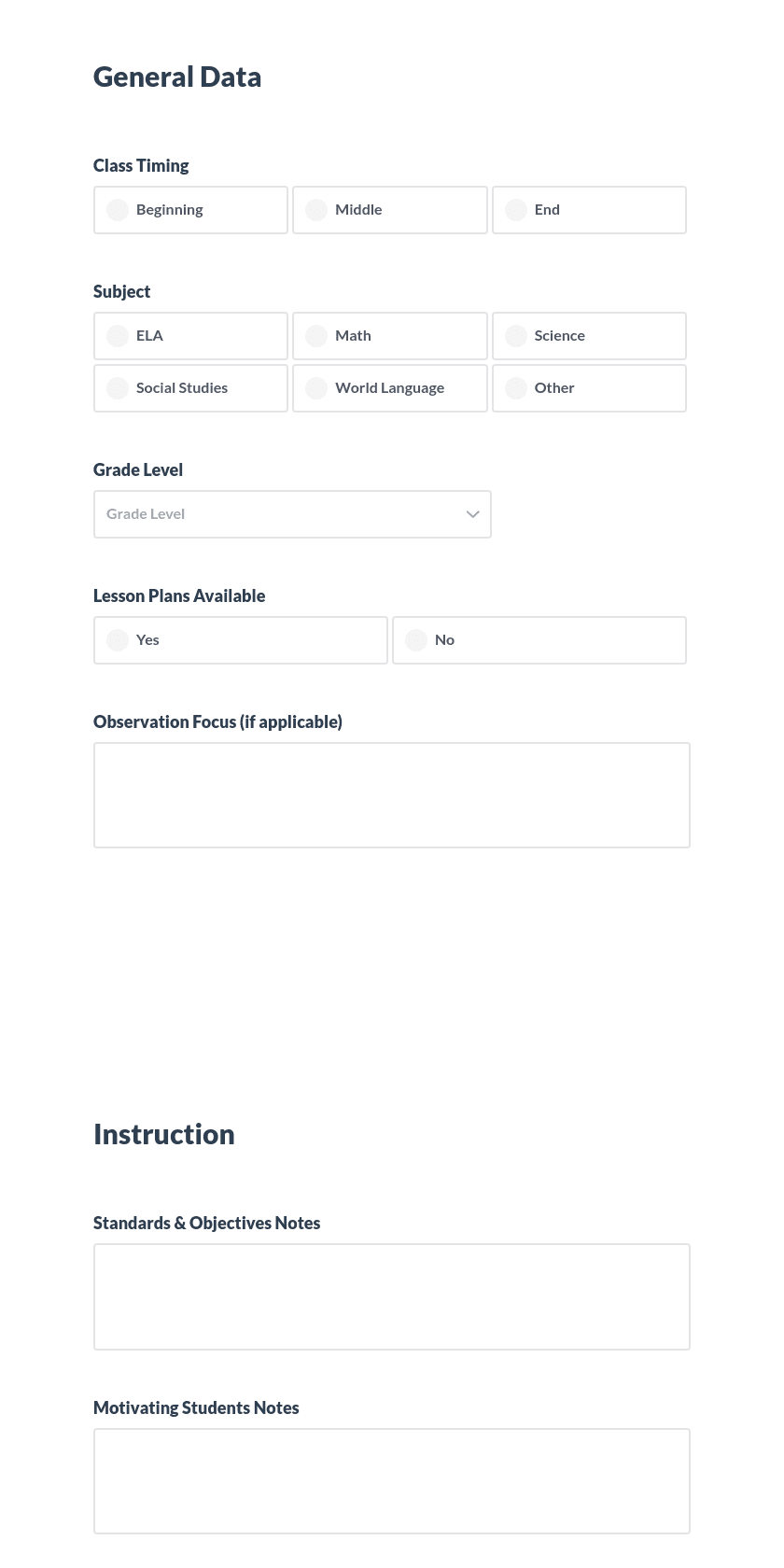 Instructional Observation with indicator ratings Preview