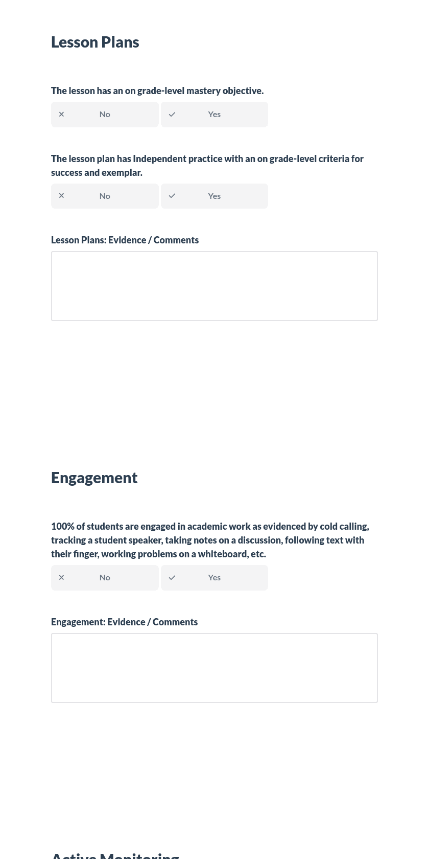 Classroom Walkthrough Rubric Preview