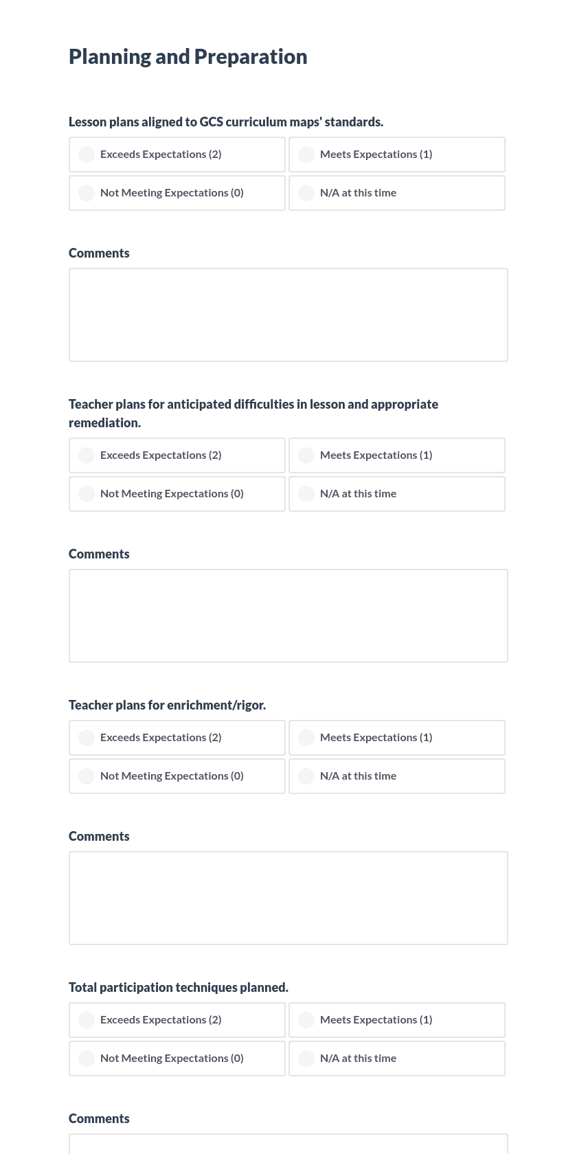 Full Teacher Evaluation Preview