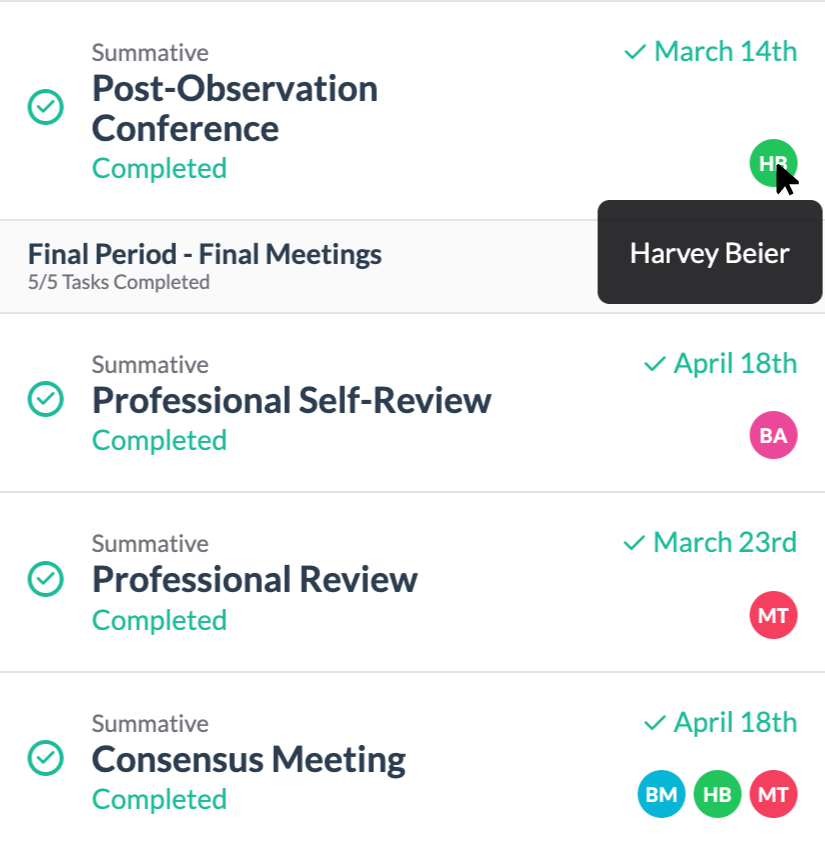 Evaluation task list with auto assignee