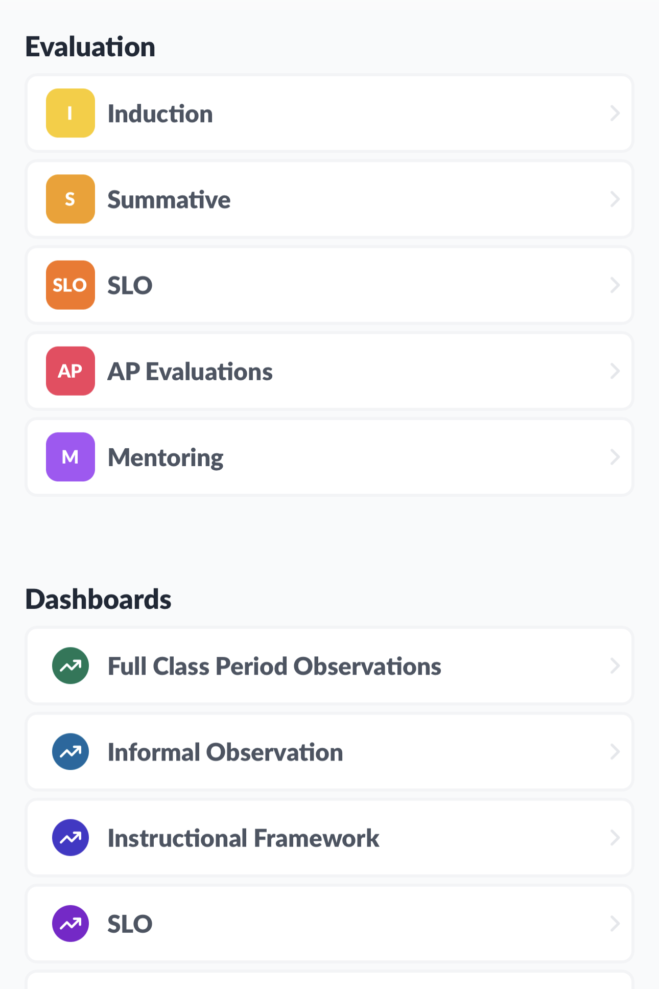 Evaluation process list
