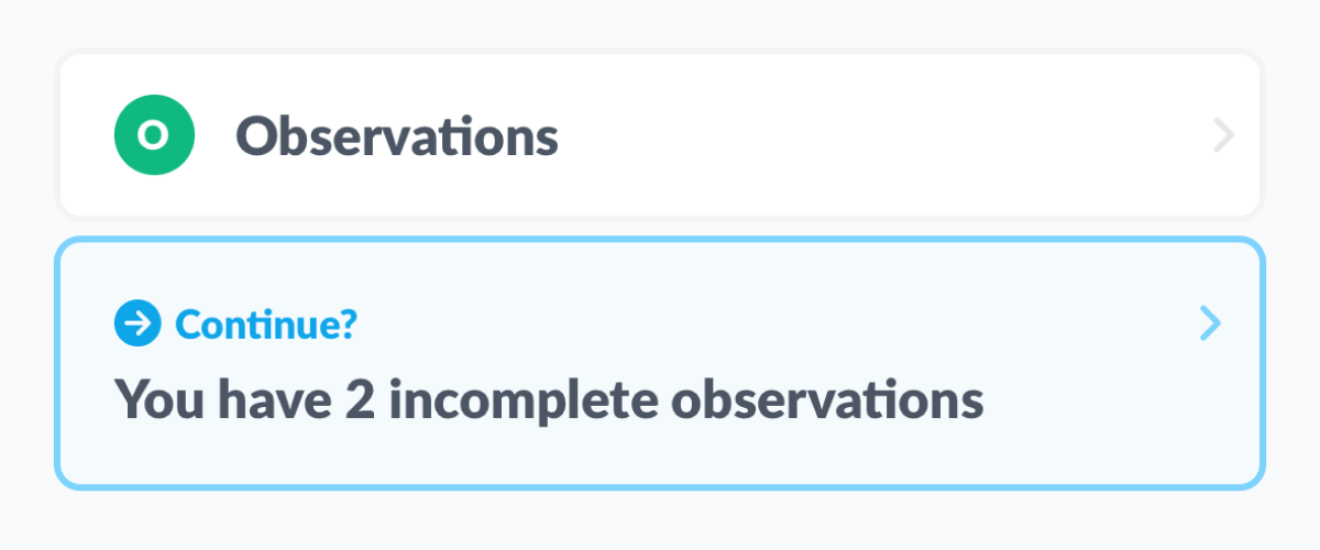 Start page continue observation