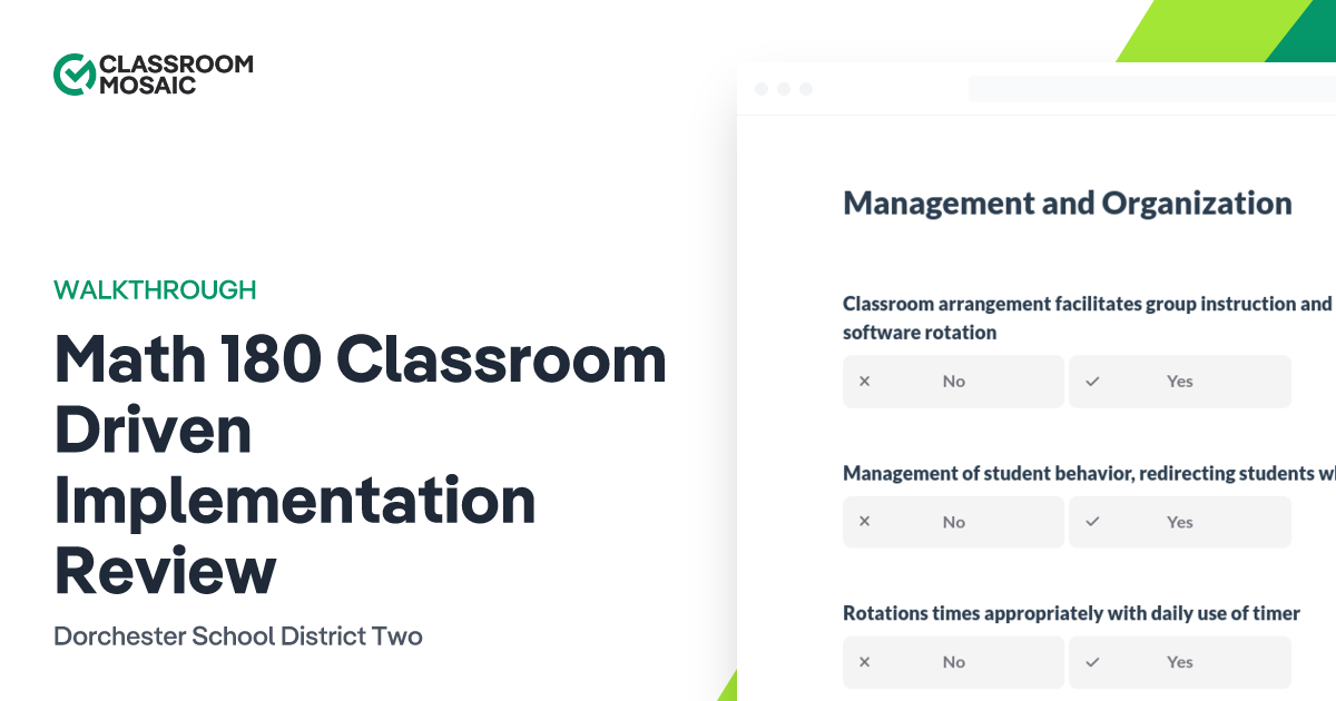 Math 180 Classroom Driven Implementation Review Teacher Observation Form