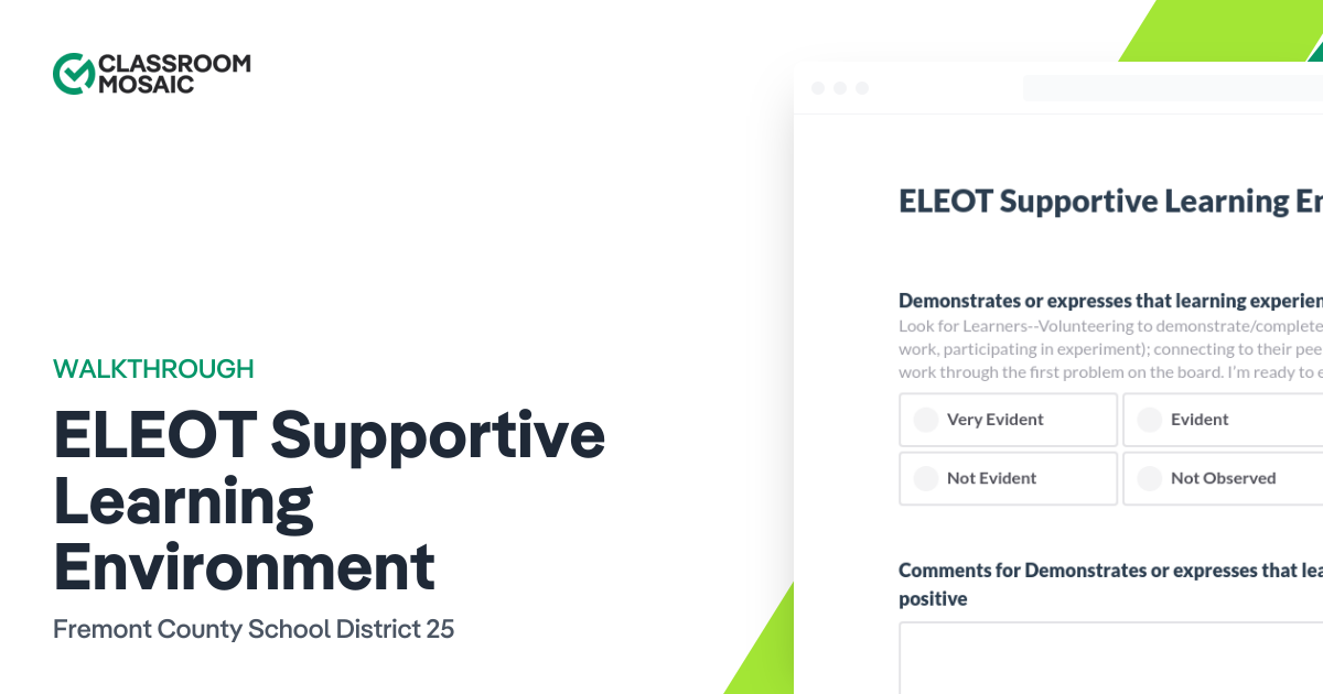 ELEOT Supportive Learning Environment | Teacher Observation Form