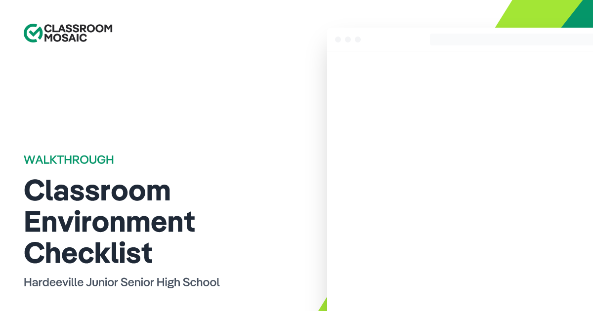 Classroom Environment Checklist Teacher Observation Form